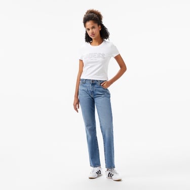  Guess Logo Kadın Beyaz T-Shirt