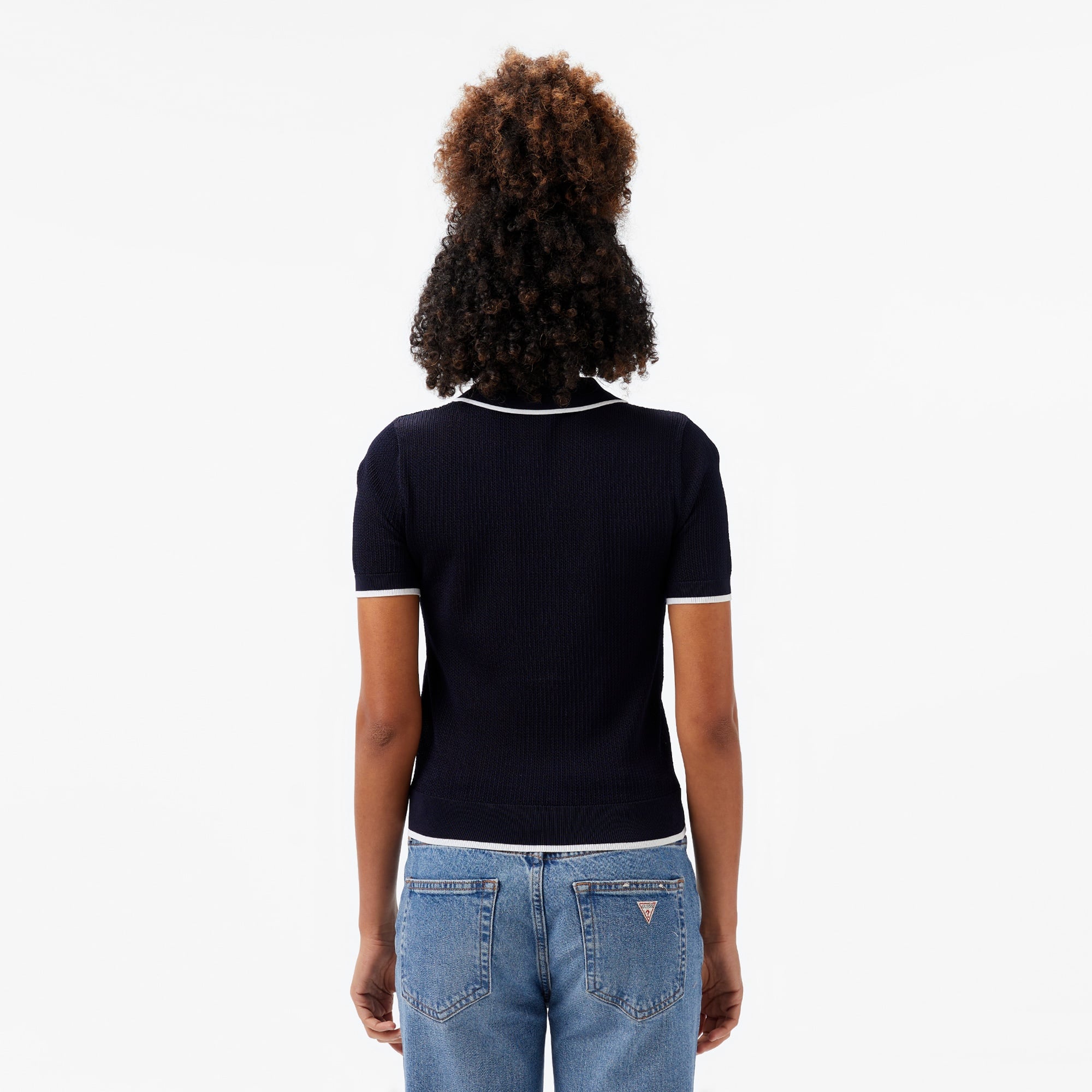 Guess Slim Fit Kadın Lacivert Polo T-Shirt