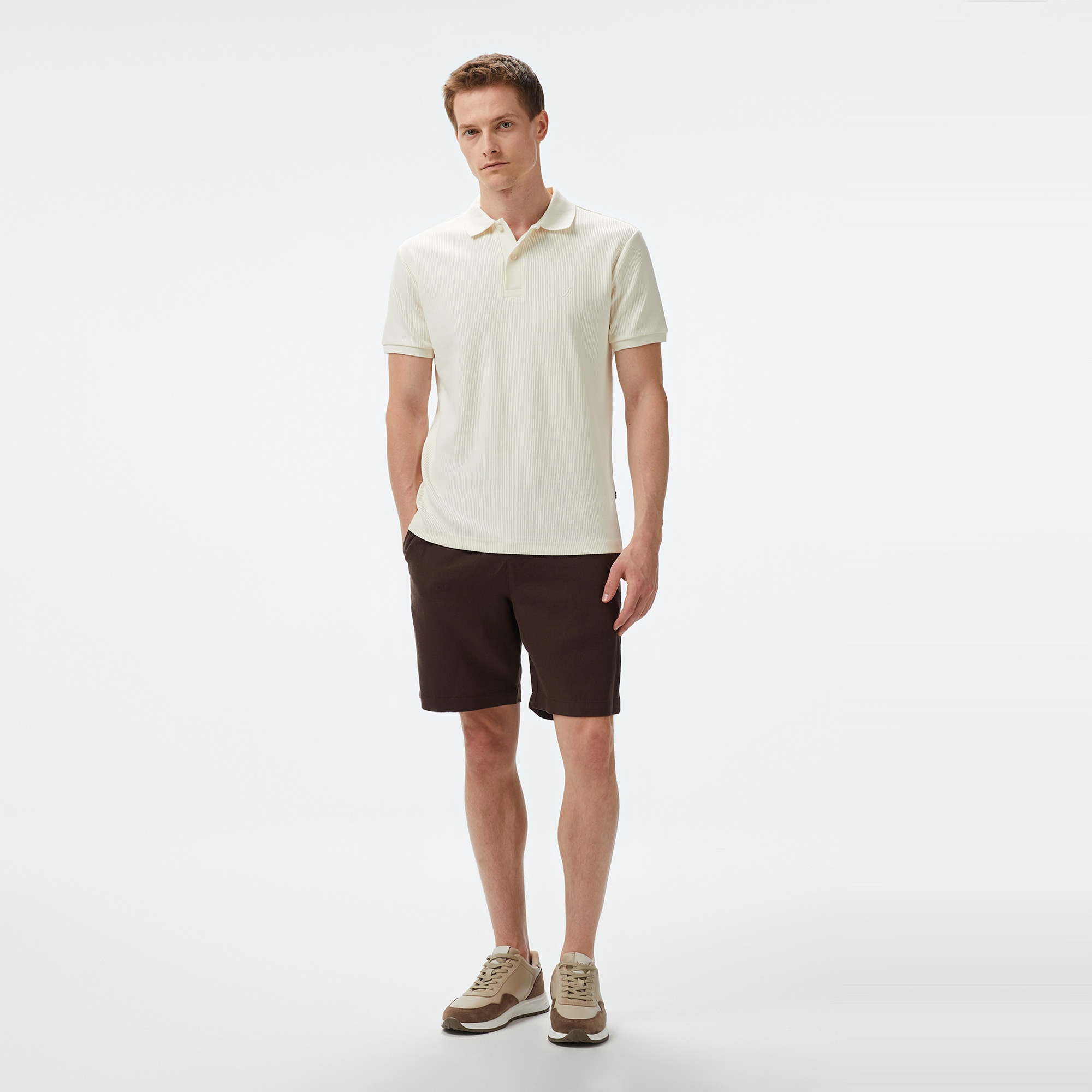 Nautica Erkek Ekru Slim Fit Polo Yaka T-Shirt