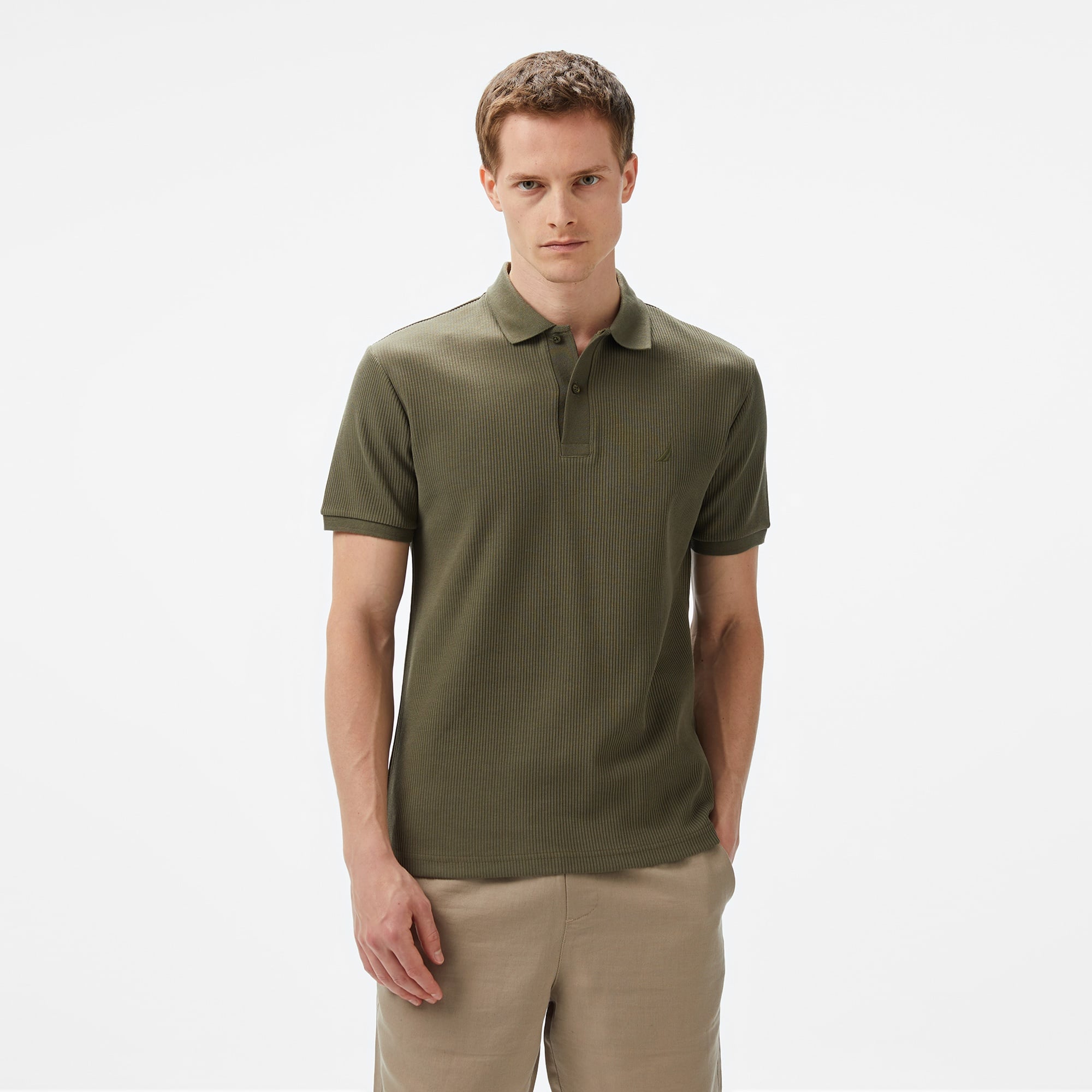 Nautica Erkek Yeşil Slim Fit Polo Yaka T-Shirt