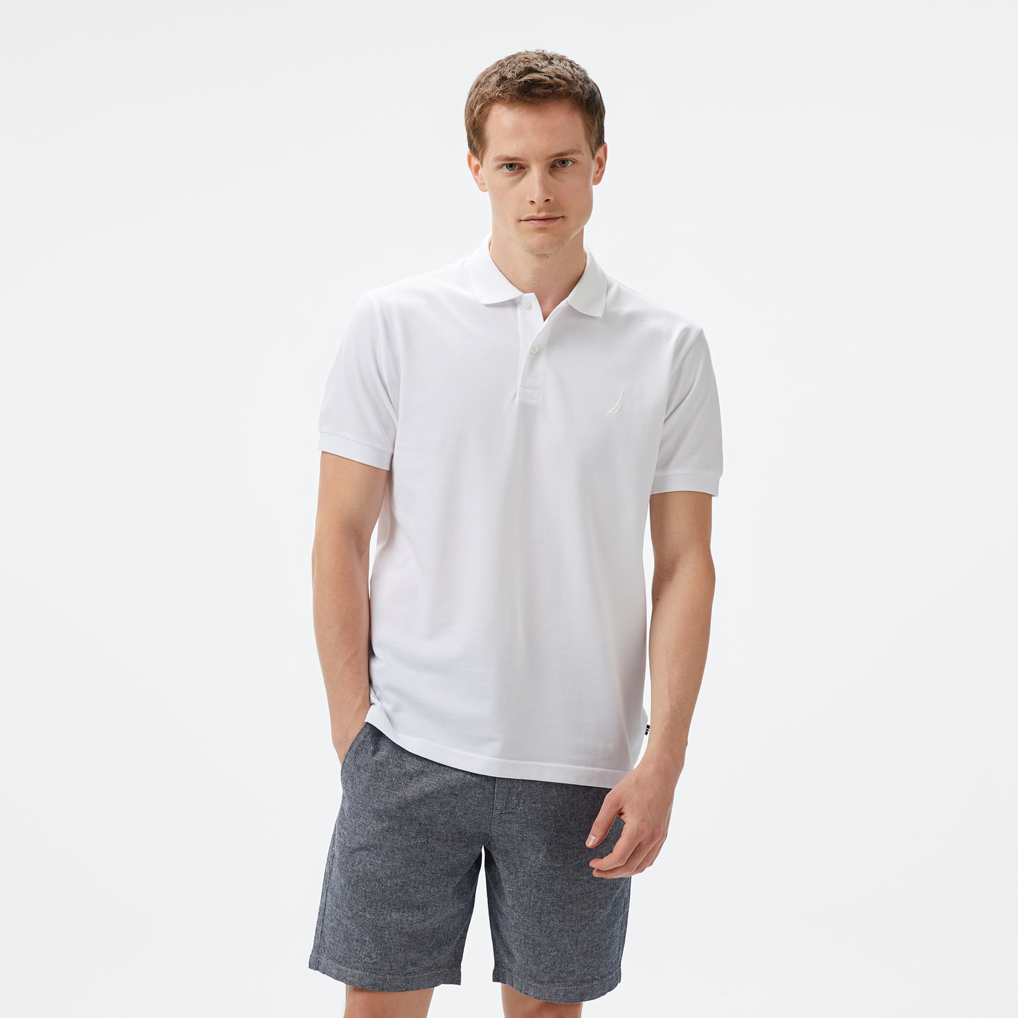  Nautica Erkek Beyaz Classic Fit Polo Yaka T-Shirt