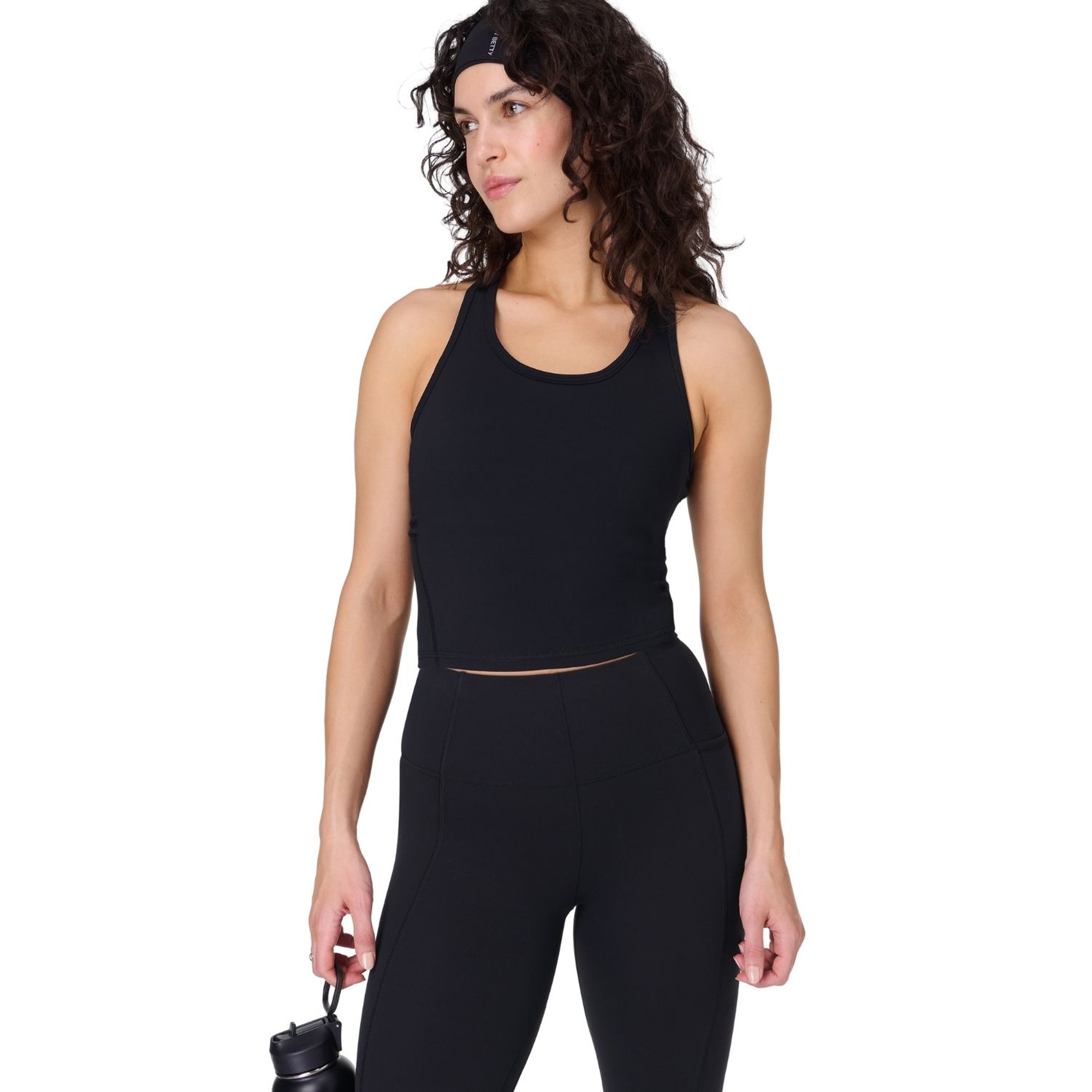 Sweaty Betty Power Medium Impact Crop Gym T Kadın Siyah Fitness Bra