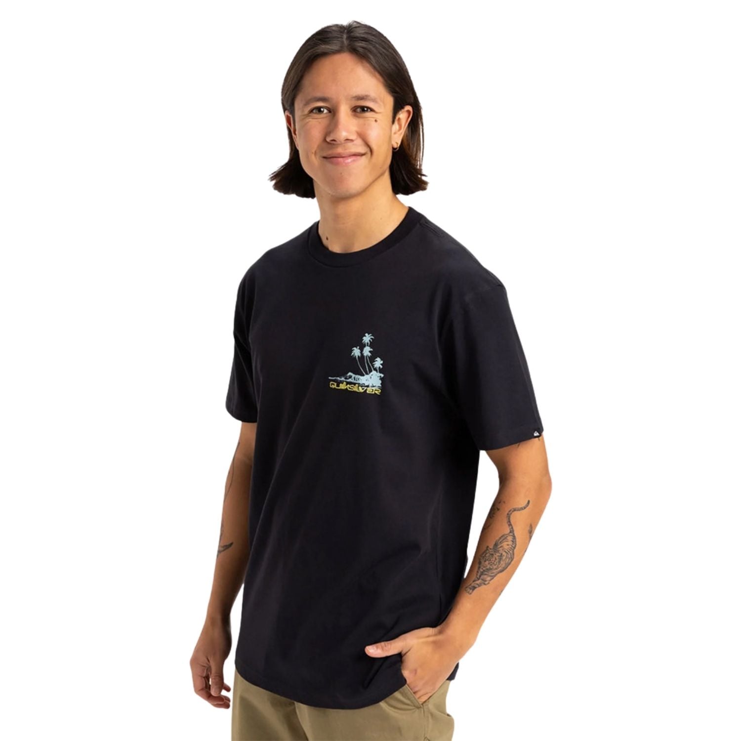  Quiksilver Palm Lines Erkek Siyah Tişört