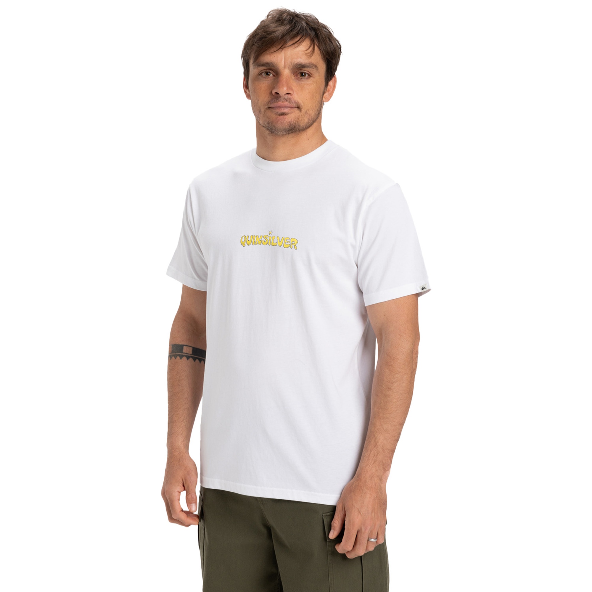 Quiksilver Ev Disconnect Effects Erkek Beyaz Tişört