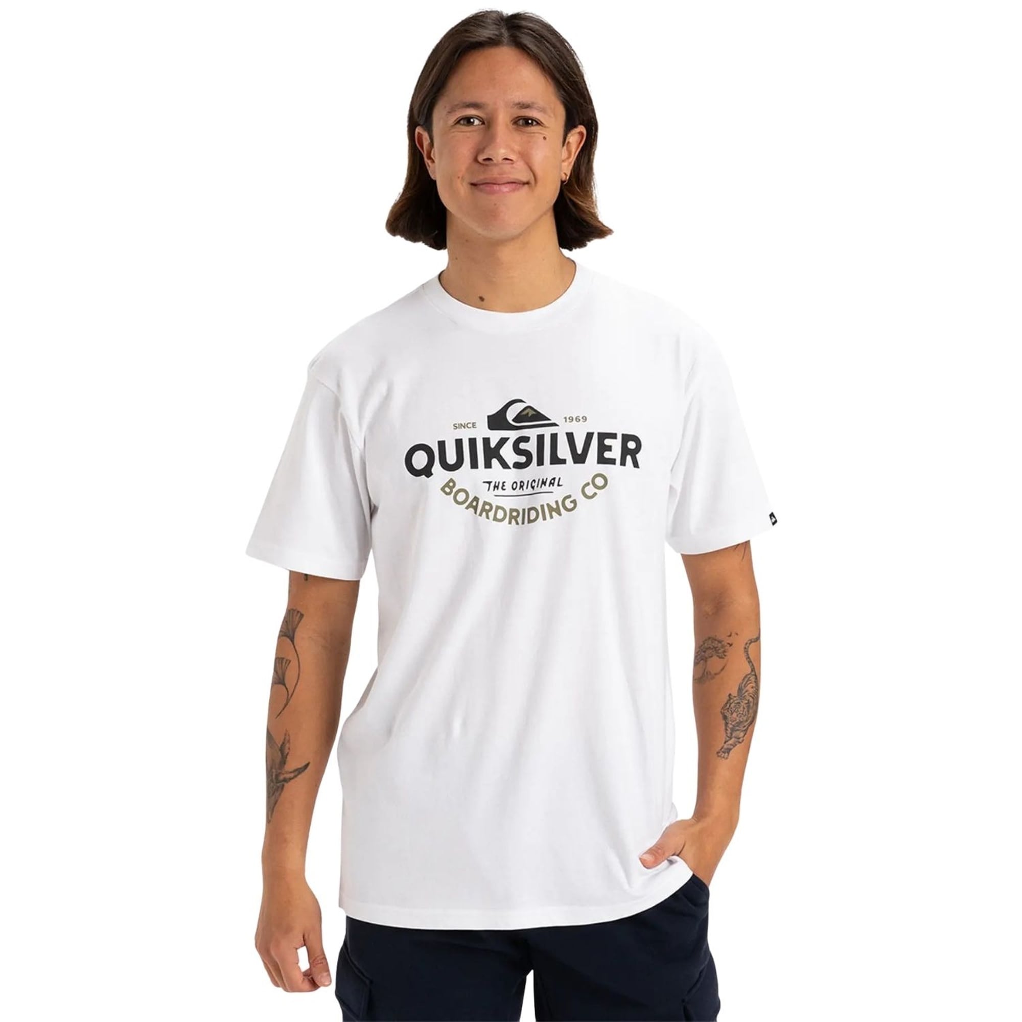Quiksilver Typed Out Erkek Beyaz Tişört