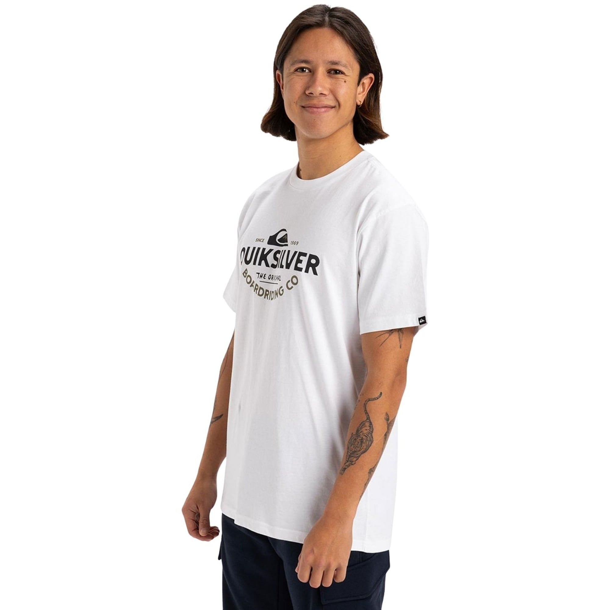 Quiksilver Typed Out Erkek Beyaz Tişört