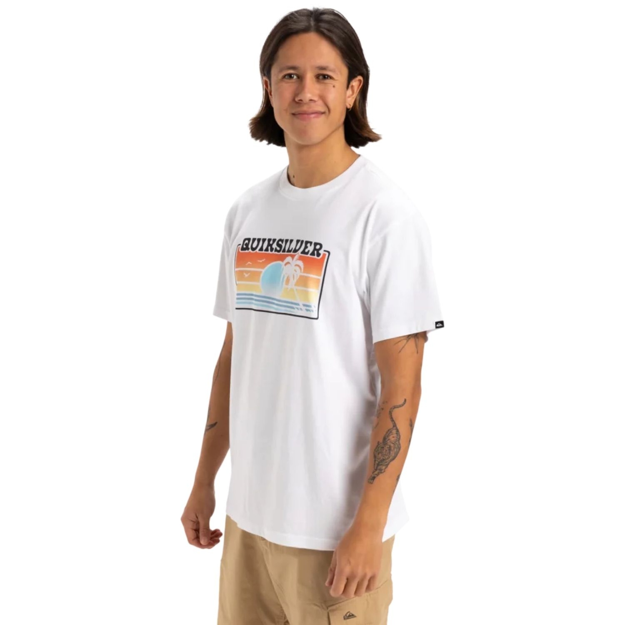 Quiksilver Sun Faded Erkek Beyaz Tişört