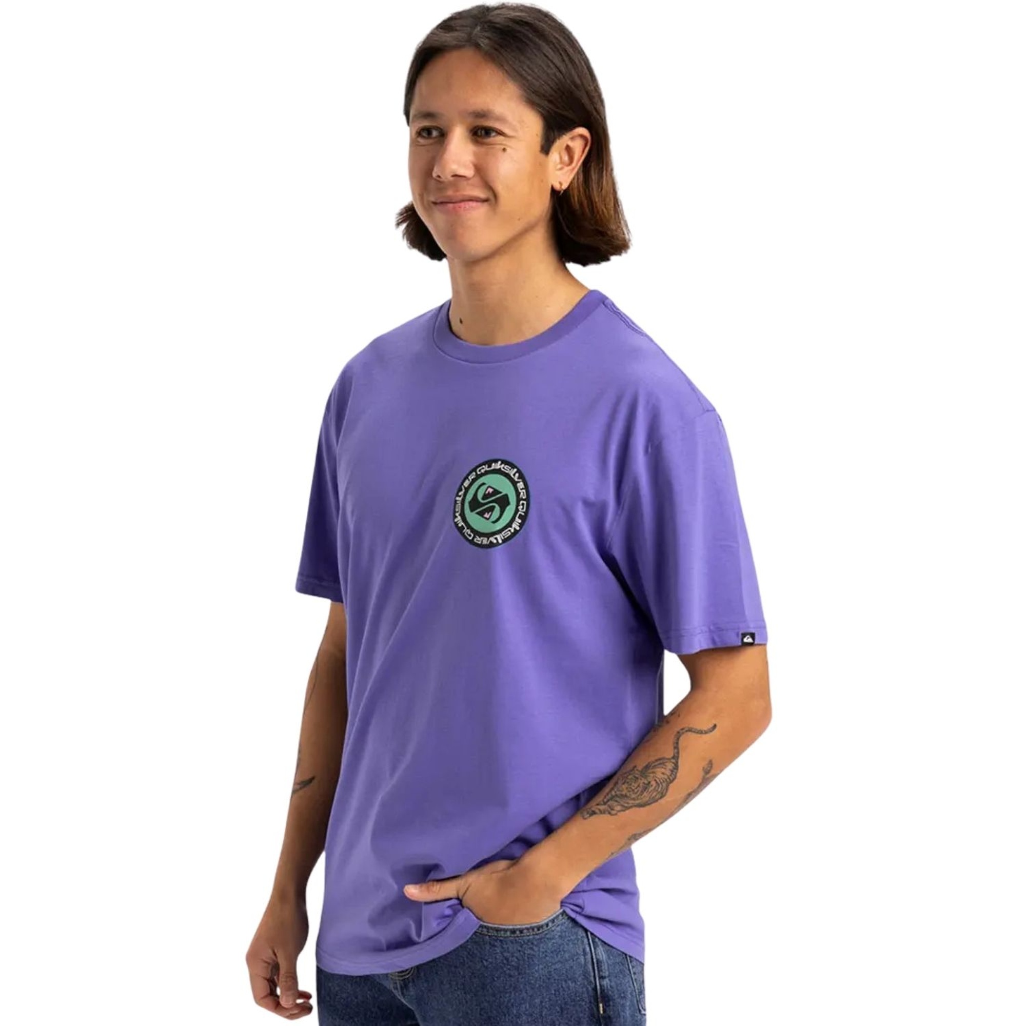 Quiksilver Circle Back Erkek Mor Tişört