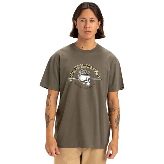  Quiksilver Skull Lines Erkek Yeşil Tişört