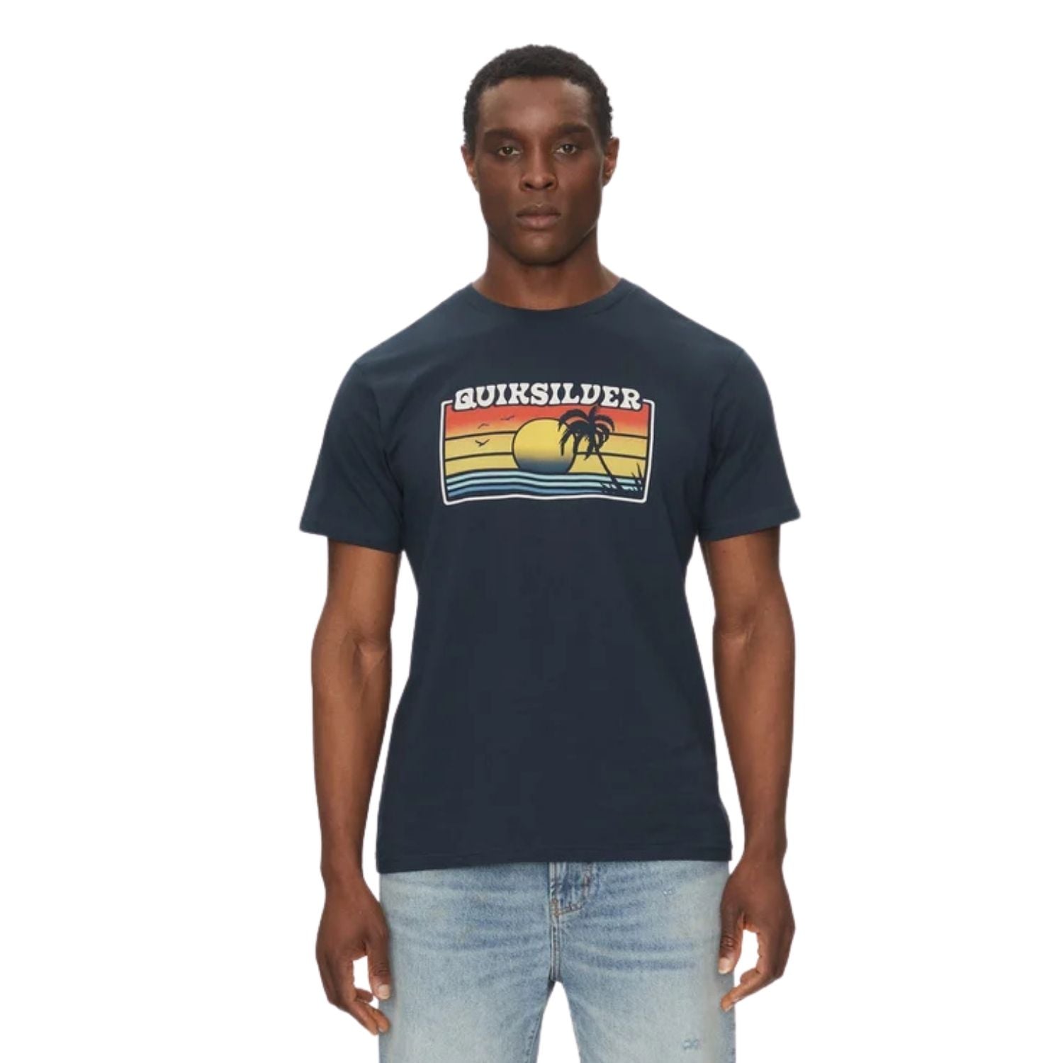  Quiksilver Sun Faded Erkek Mavi Tişört