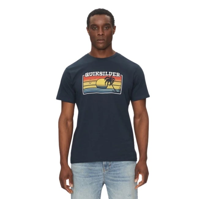  Quiksilver Sun Faded Erkek Mavi Tişört