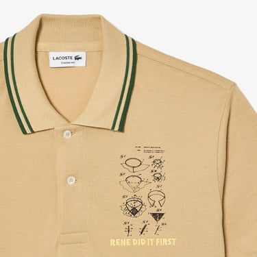  Lacoste L.12.12 Erkek Classic Fit Baskılı Kahverengi Polo