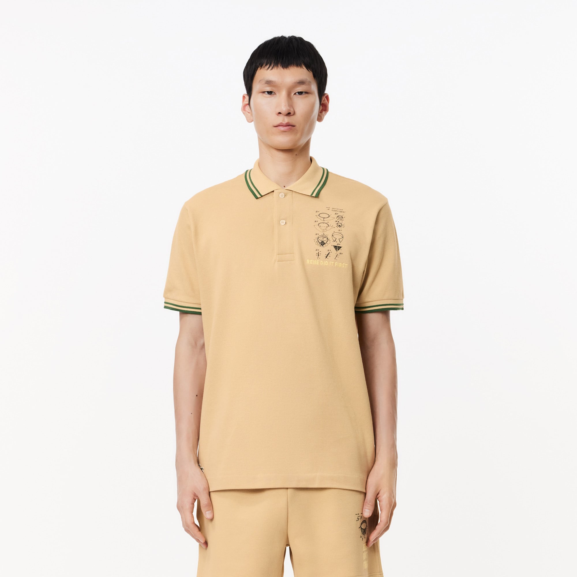  Lacoste L.12.12 Erkek Classic Fit Baskılı Kahverengi Polo