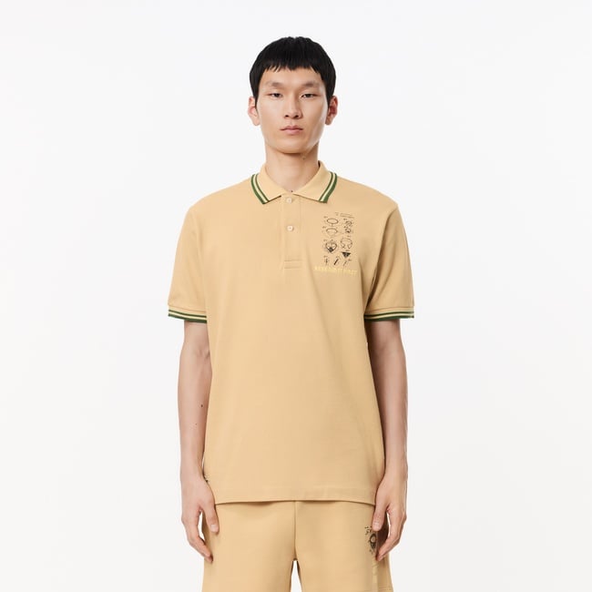  Lacoste L.12.12 Erkek Classic Fit Baskılı Kahverengi Polo