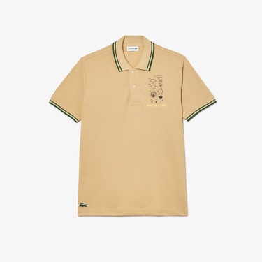  Lacoste L.12.12 Erkek Classic Fit Baskılı Kahverengi Polo
