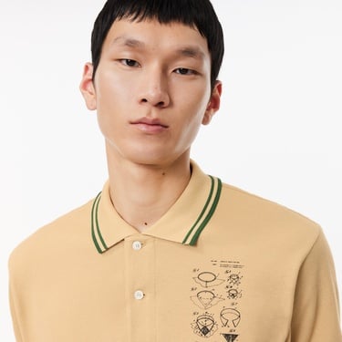  Lacoste L.12.12 Erkek Classic Fit Baskılı Kahverengi Polo