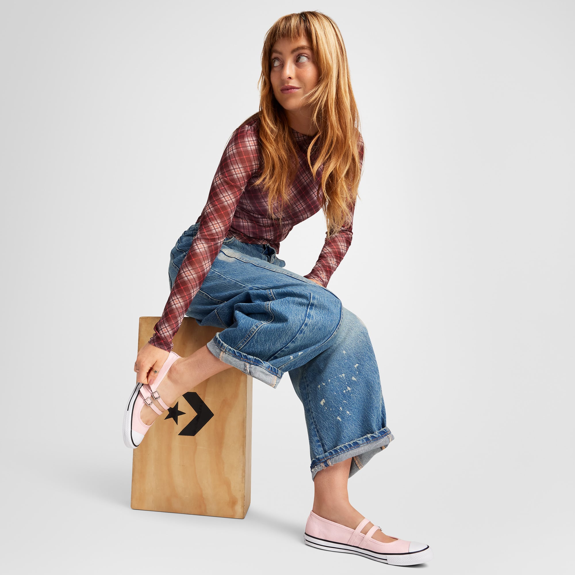 Converse Converse Beyaz Chuck Taylor All Star Dainty Mary Jane Slip On Kadın Pembe Babet Sneaker | FashFed Beyaz - 9. görsel