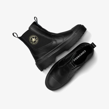  Converse Chuck Taylor All Star Chelsea Lugged Çocuk Siyah Deri Platform Bot