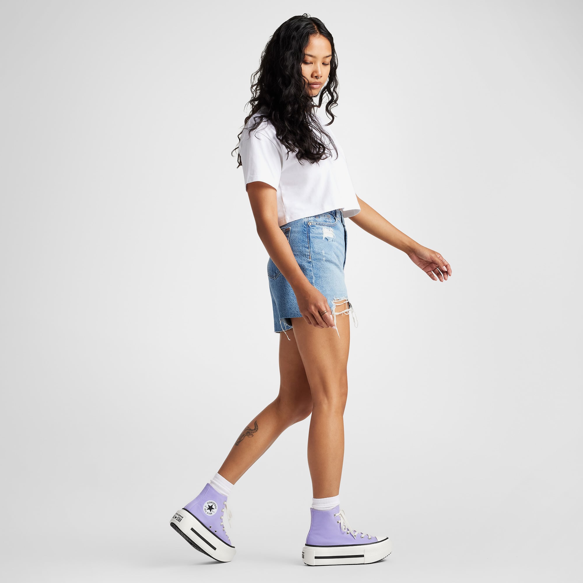 Converse Chuck Taylor All Star Lift Double Stack Unisex Mor Sneaker - Görsel 8