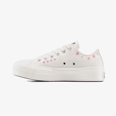  Convese Chuck Taylor All Star Lift Floral Embroıdery Low Top Unisex Krem Sneaker