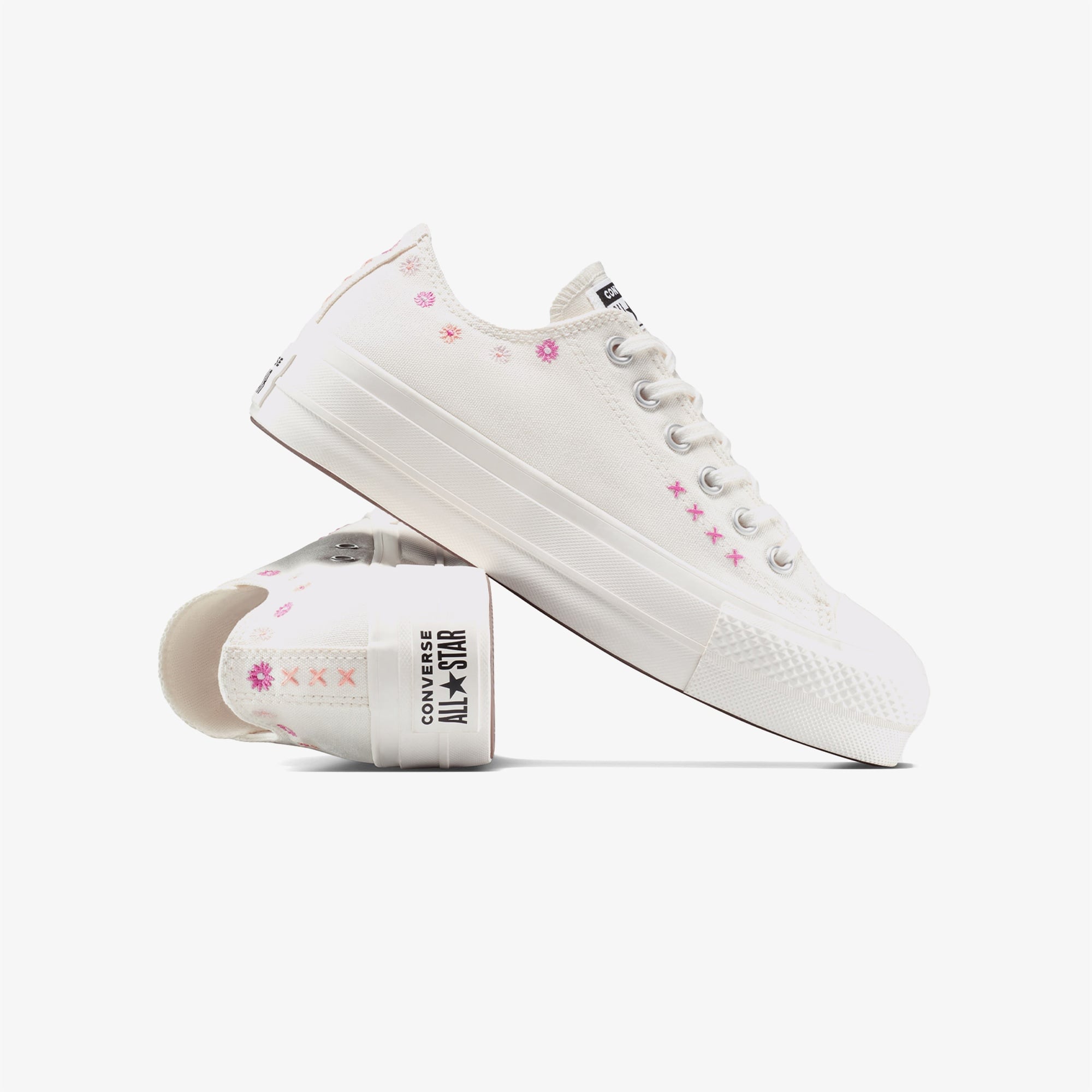 Convese Chuck Taylor All Star Lift Floral Embroıdery Low Top Unisex Krem Sneaker