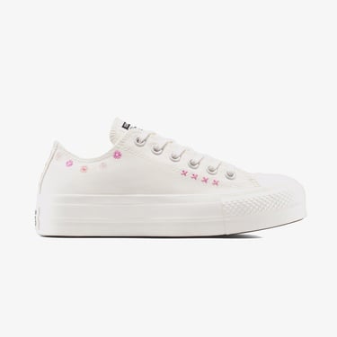  Convese Chuck Taylor All Star Lift Floral Embroıdery Low Top Unisex Krem Sneaker