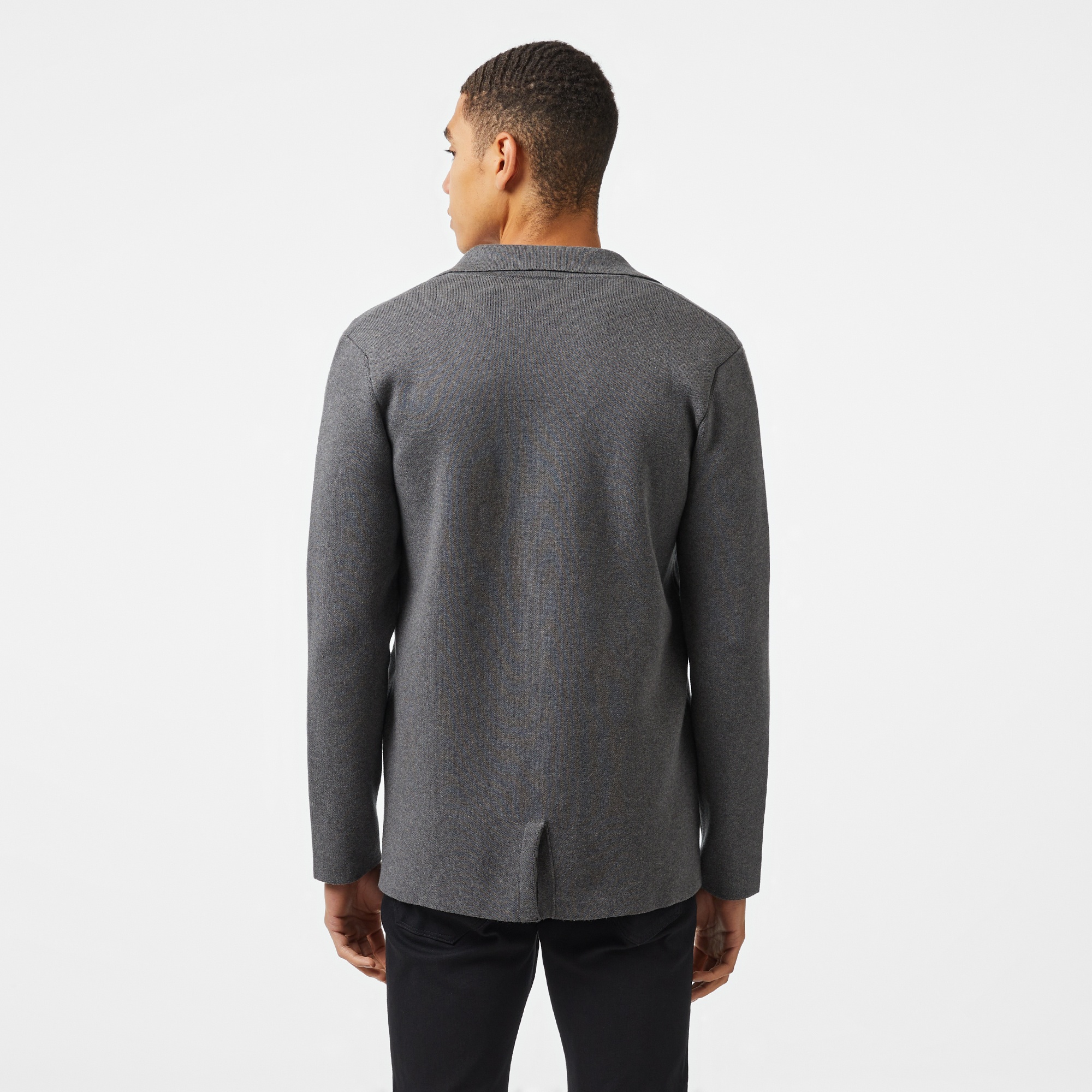 Erkek Classic Fit V Yaka Gri Hırka