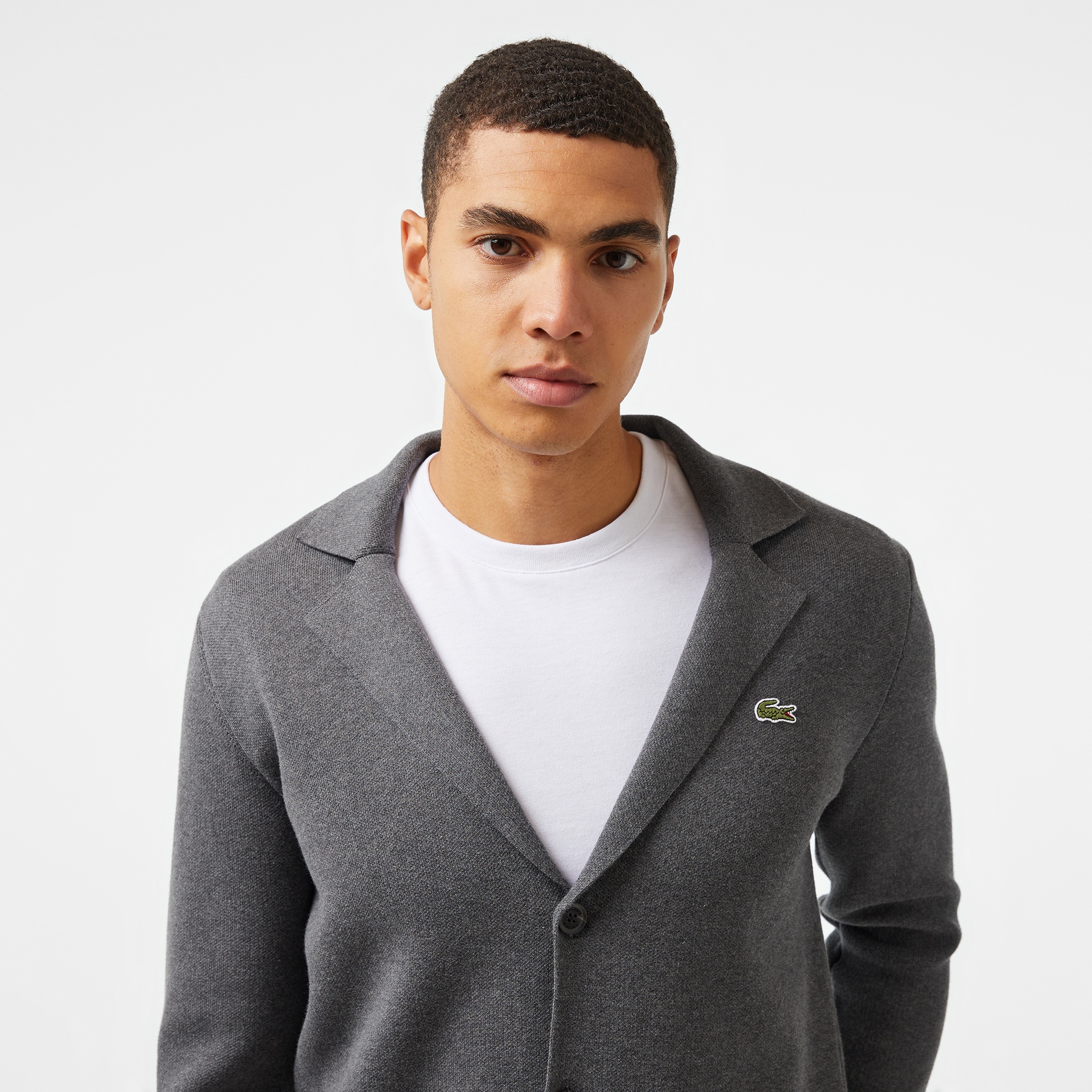 Erkek Classic Fit V Yaka Gri Hırka