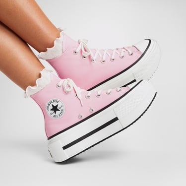  Converse Chuck Taylor All Star Lift Double Stack Unisex Pembe Sneaker