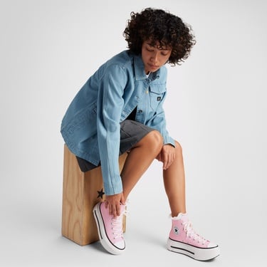  Converse Chuck Taylor All Star Lift Double Stack Unisex Pembe Sneaker
