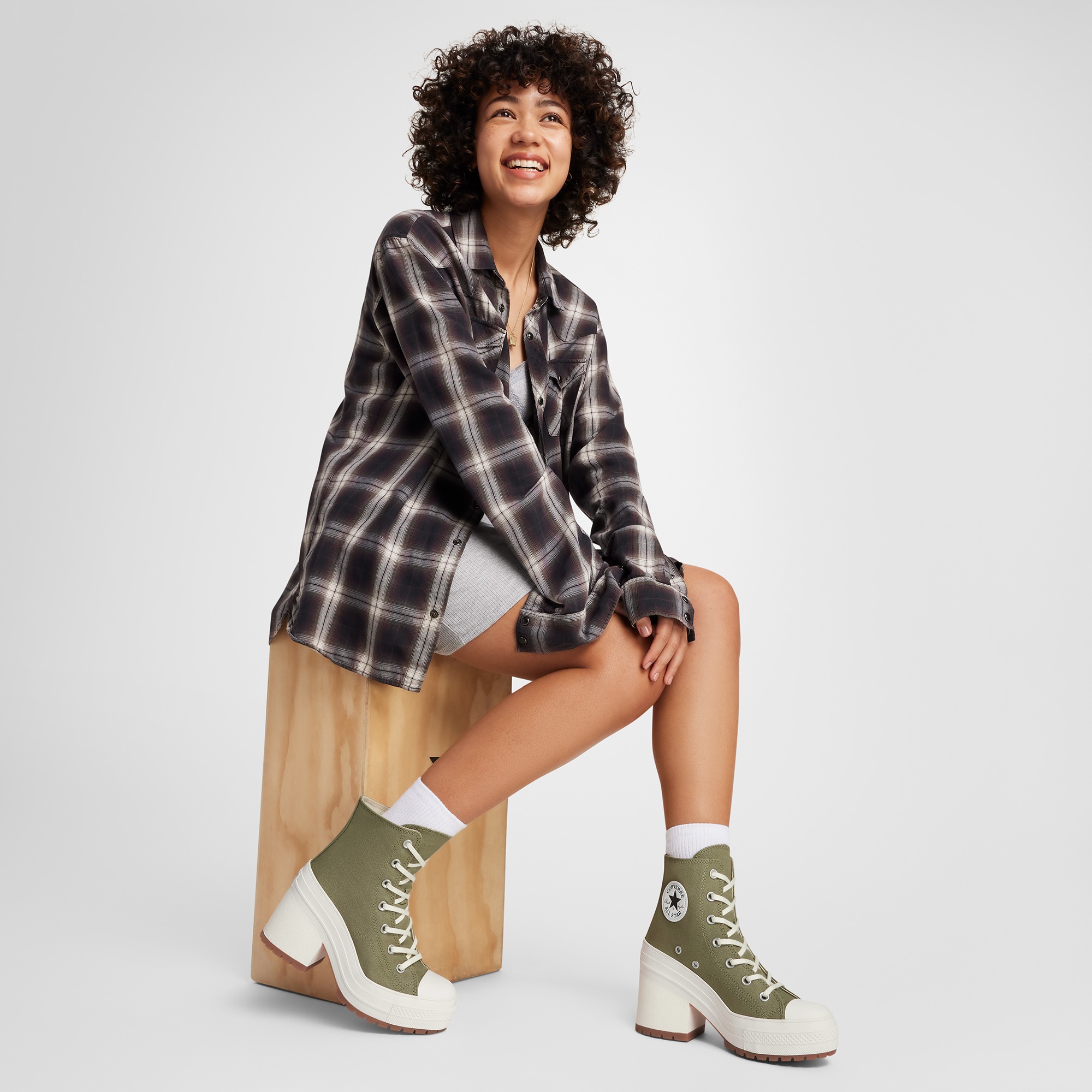 Converse Chuck 70 De Luxe Platform Unisex Haki Sneaker