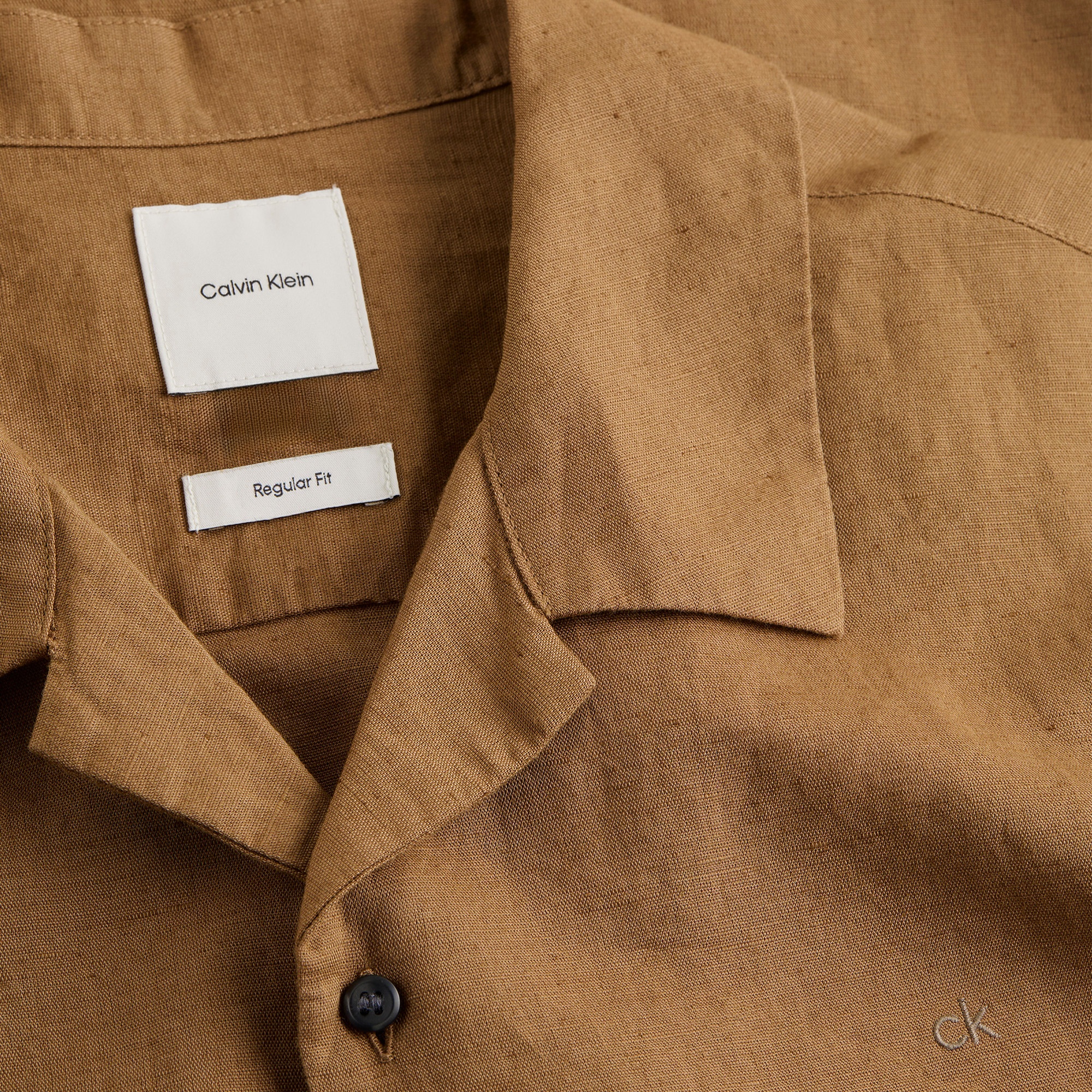 Calvin Klein Cotton Cuban Erkek Kahverengi Gömlek