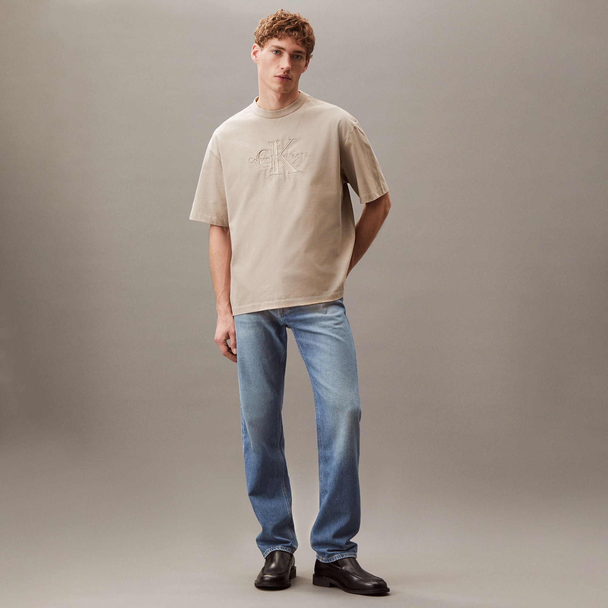 Calvin Klein Low Erkek Bej T-Shirt