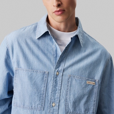  Calvin Klein Easy Chambray Erkek Mavi Gömlek