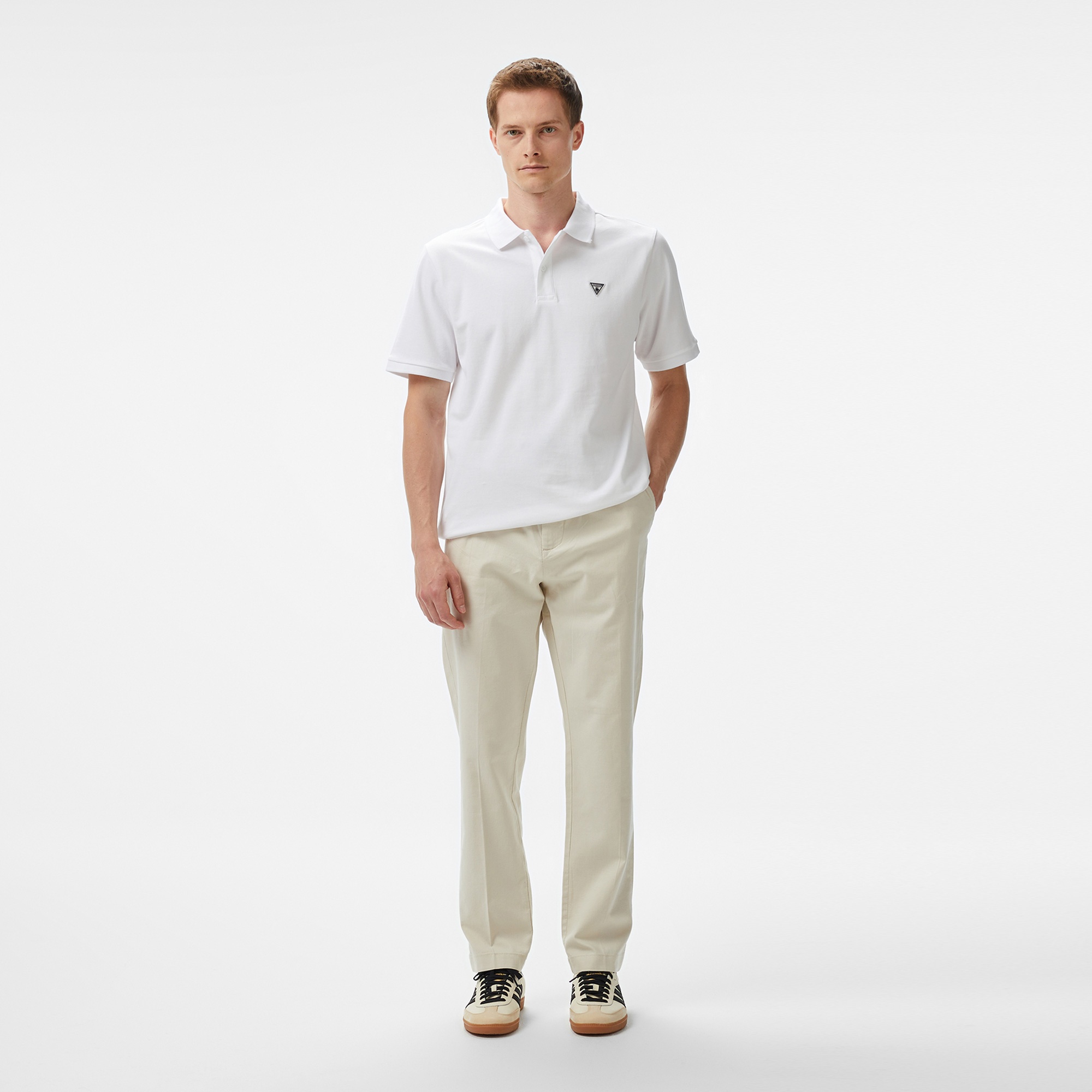 Guess Ss Basic Gd Polo  Erkek Beyaz Polo T-Shirt