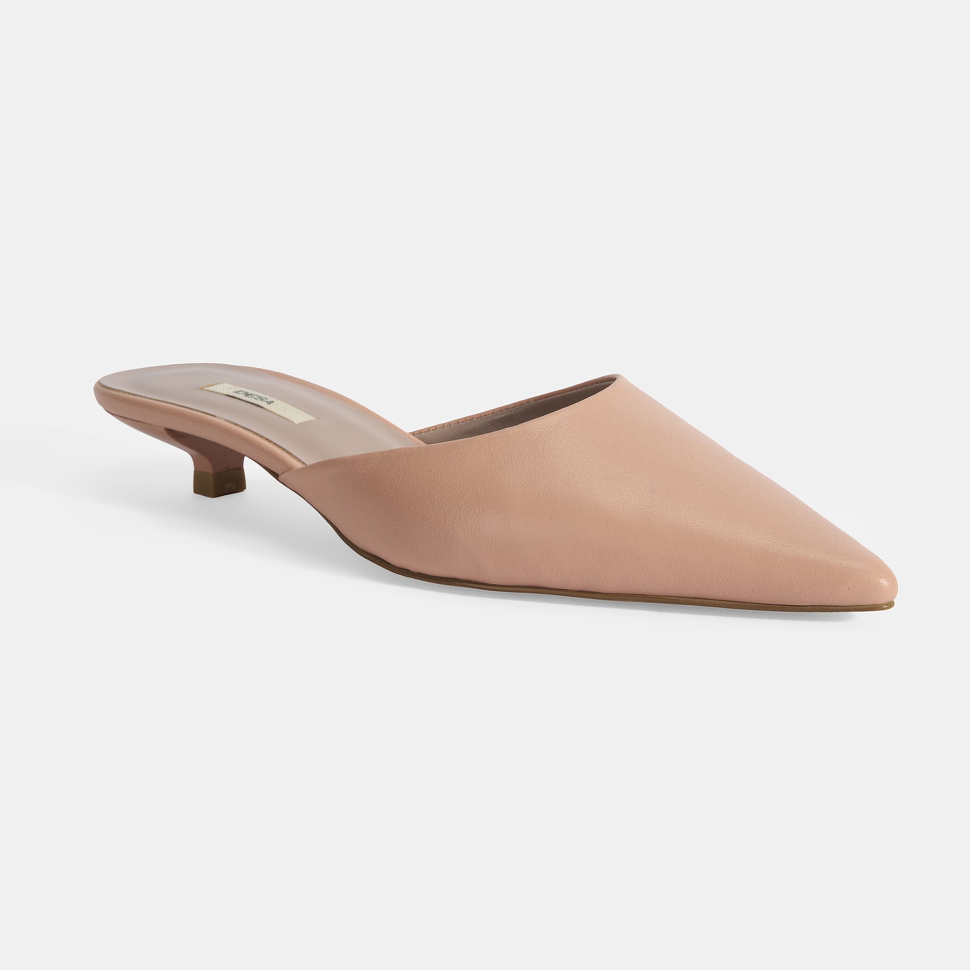 Kadın Pudra Topuklu Deri Terlik