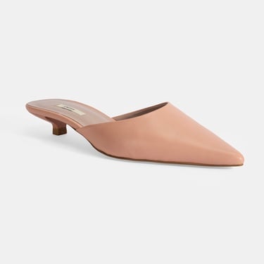 Kadın Pudra Topuklu Deri Terlik