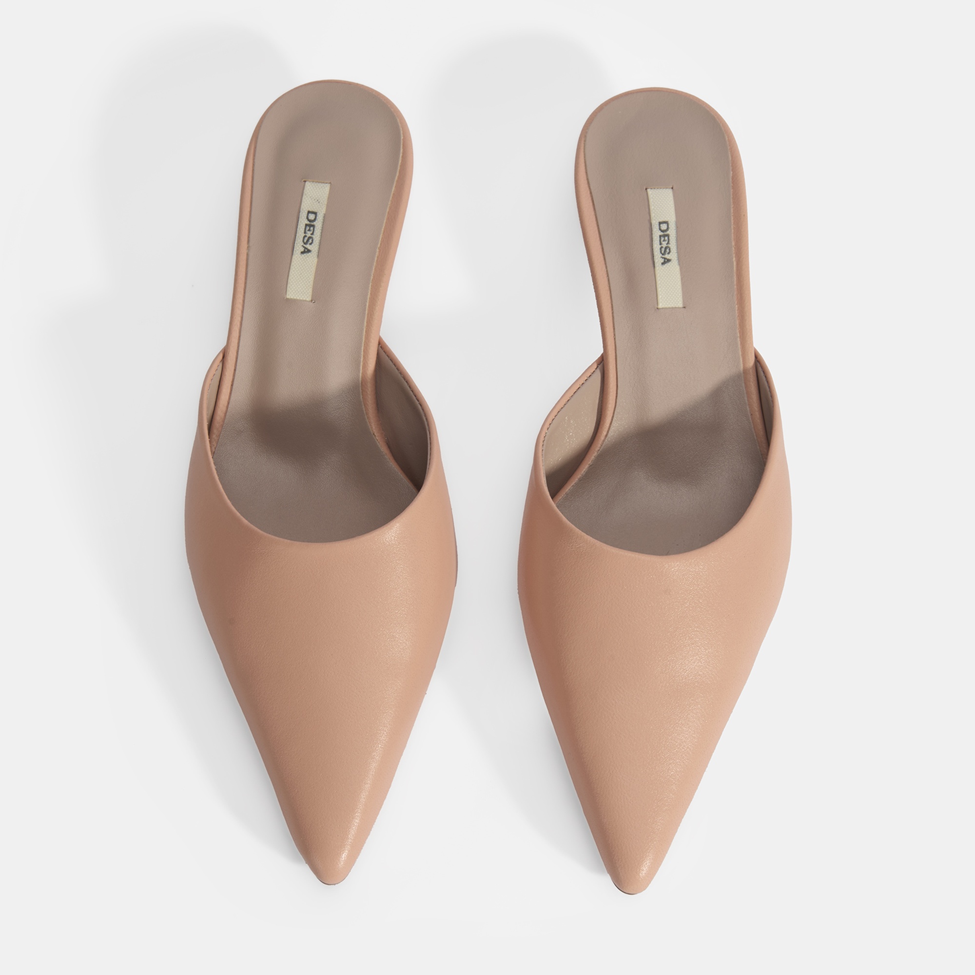 Kadın Pudra Topuklu Deri Terlik