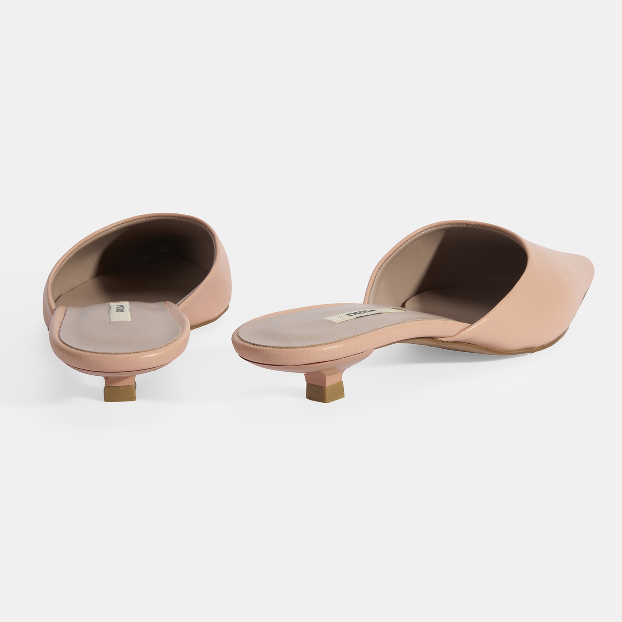 Kadın Pudra Topuklu Deri Terlik