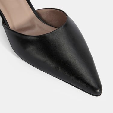  Kadın Siyah Topuklu Deri Terlik