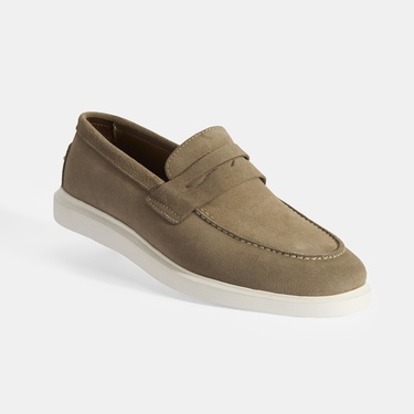  Erkek Bej Slip-On Süet Loafer