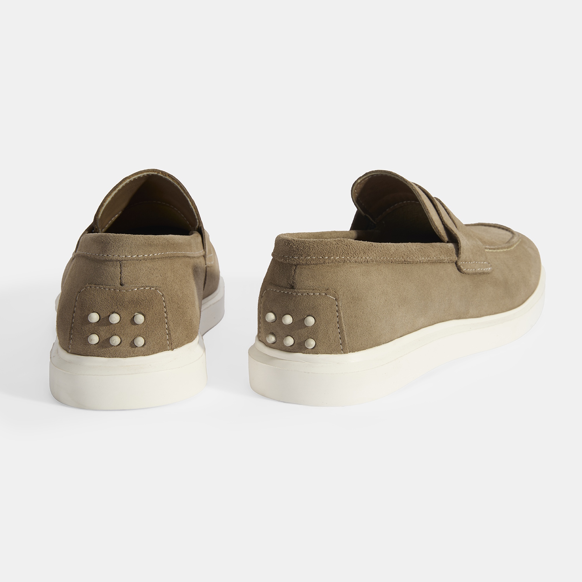 Erkek Bej Slip-On Süet Loafer