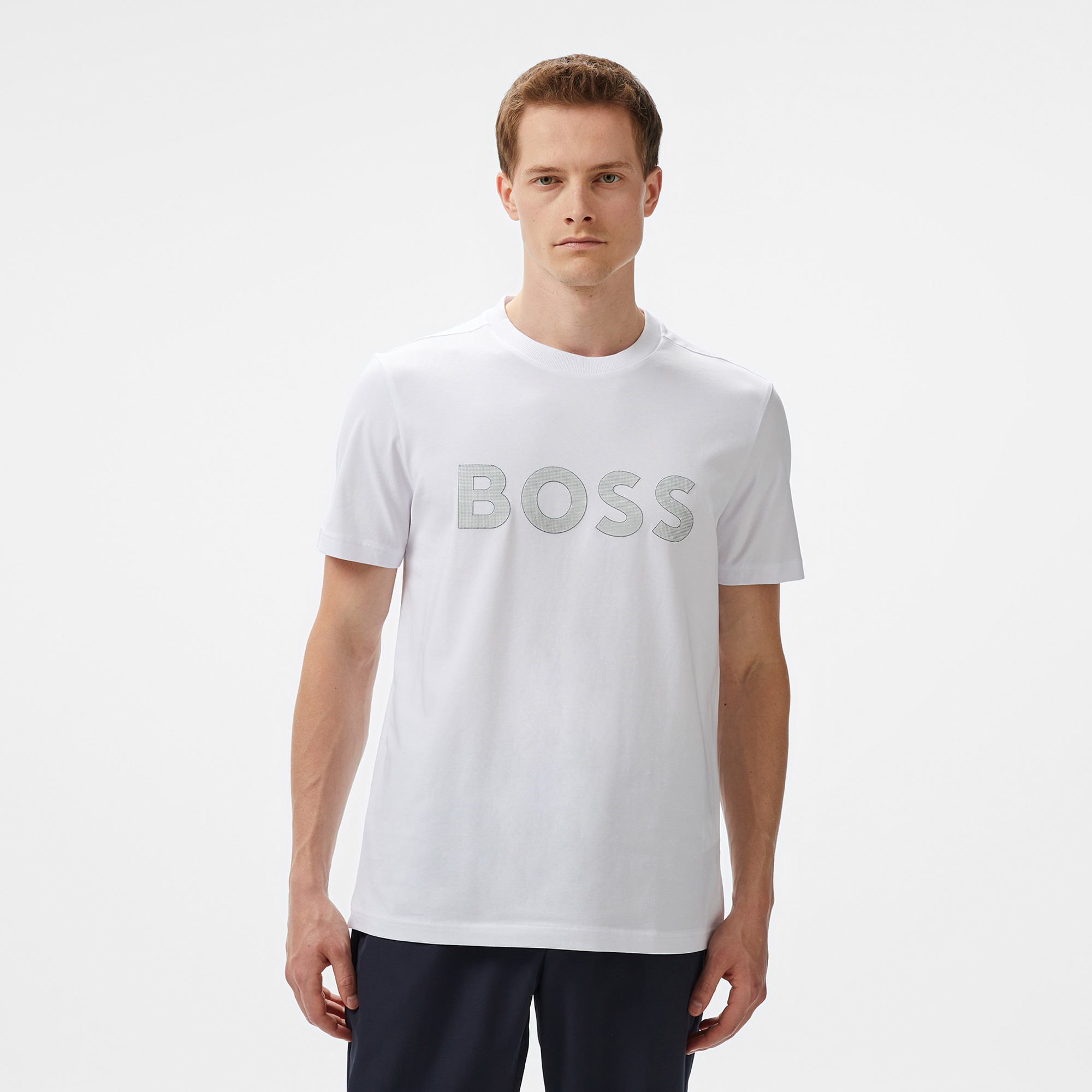 Boss Logo Erkek Beyaz T-Shirt