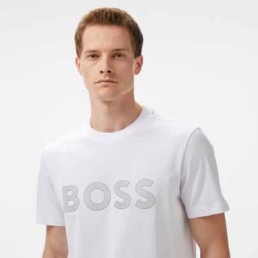  Boss Logo Erkek Beyaz T-Shirt