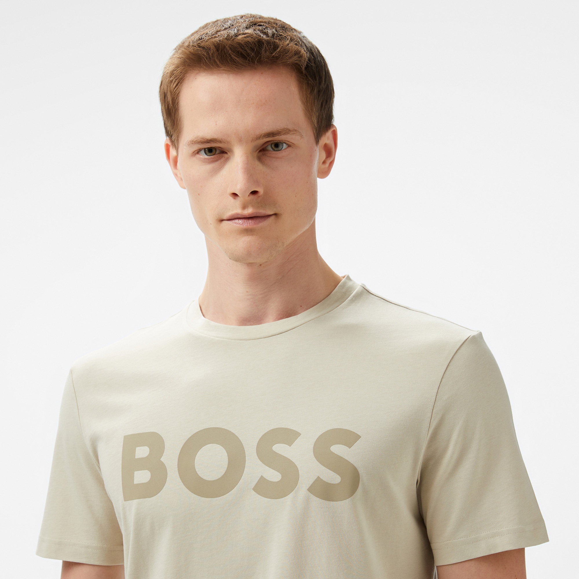 Boss Thinking Erkek Bej T-Shirt