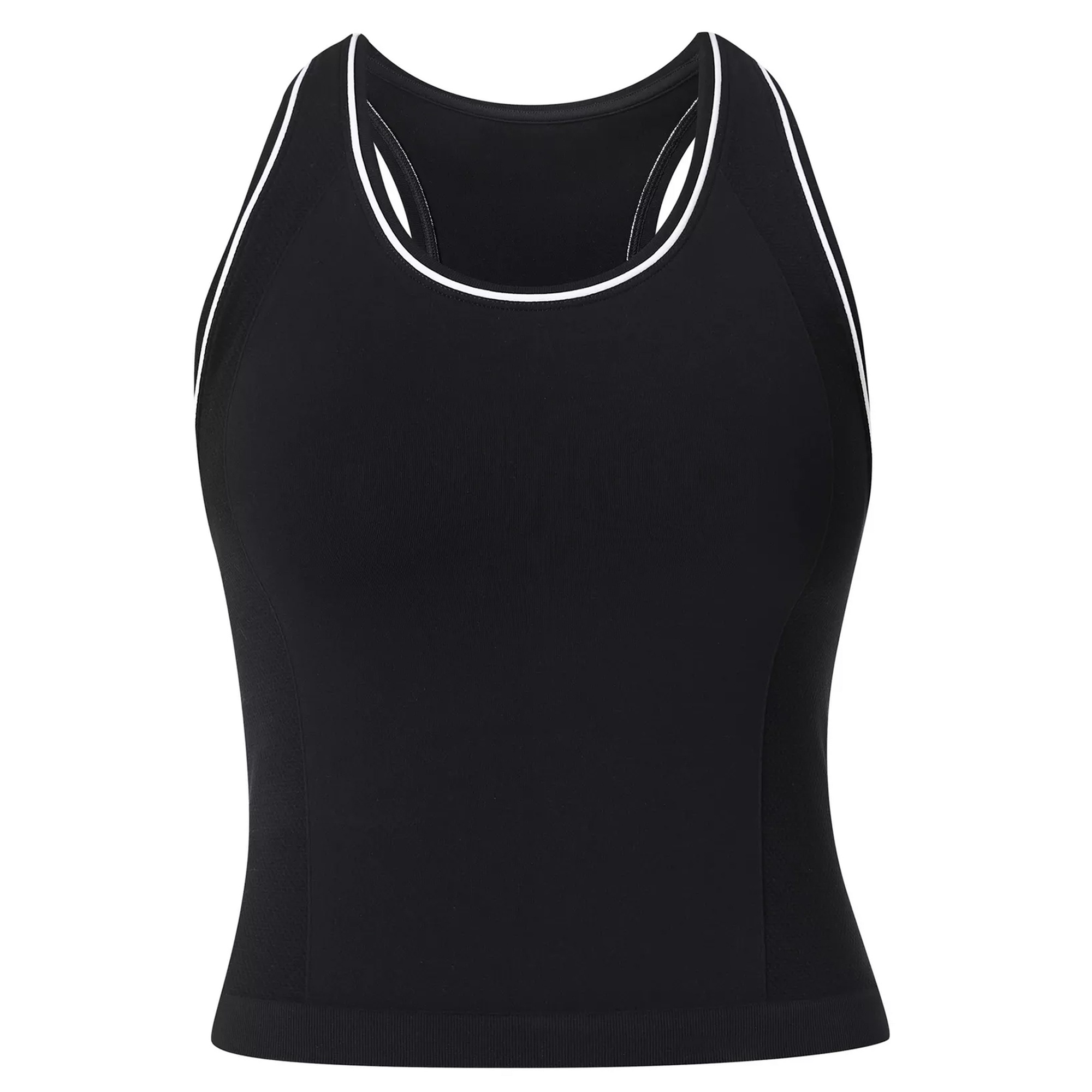 Sweaty Betty Athlete Crop Seamless Workout Kadın Siyah Koşu Tank Top
