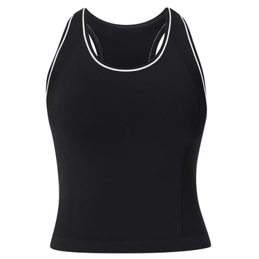  Sweaty Betty Athlete Crop Seamless Workout Kadın Siyah Koşu Tank Top