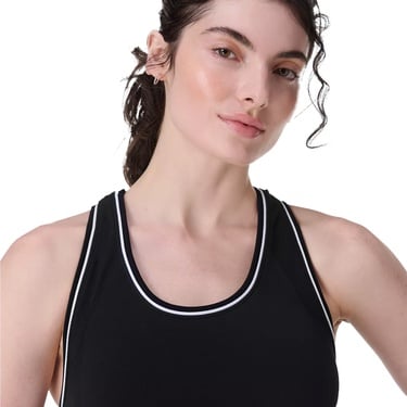  Sweaty Betty Athlete Crop Seamless Workout Kadın Siyah Koşu Tank Top