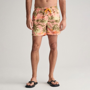  GANT Erkek Pembe Regular Fit Desenli Mayo Şort
