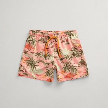  GANT Erkek Pembe Regular Fit Desenli Mayo Şort